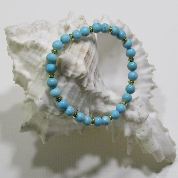 Natural Turquoise Gemstone Bracelet - Picture 1 of 5